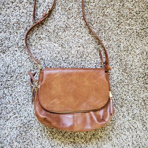 Miztique Vegan Leather Crossbody saddlebag cognac